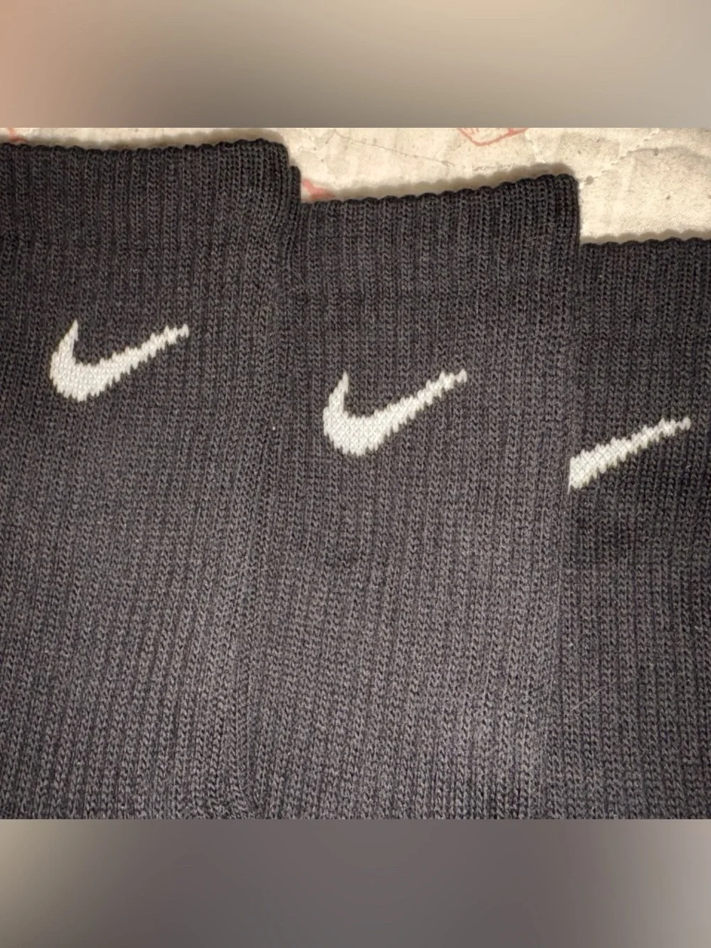 NWOT Men’s medium Nike Black Crew Athletic Socks with White Swoosh - 3 Pack